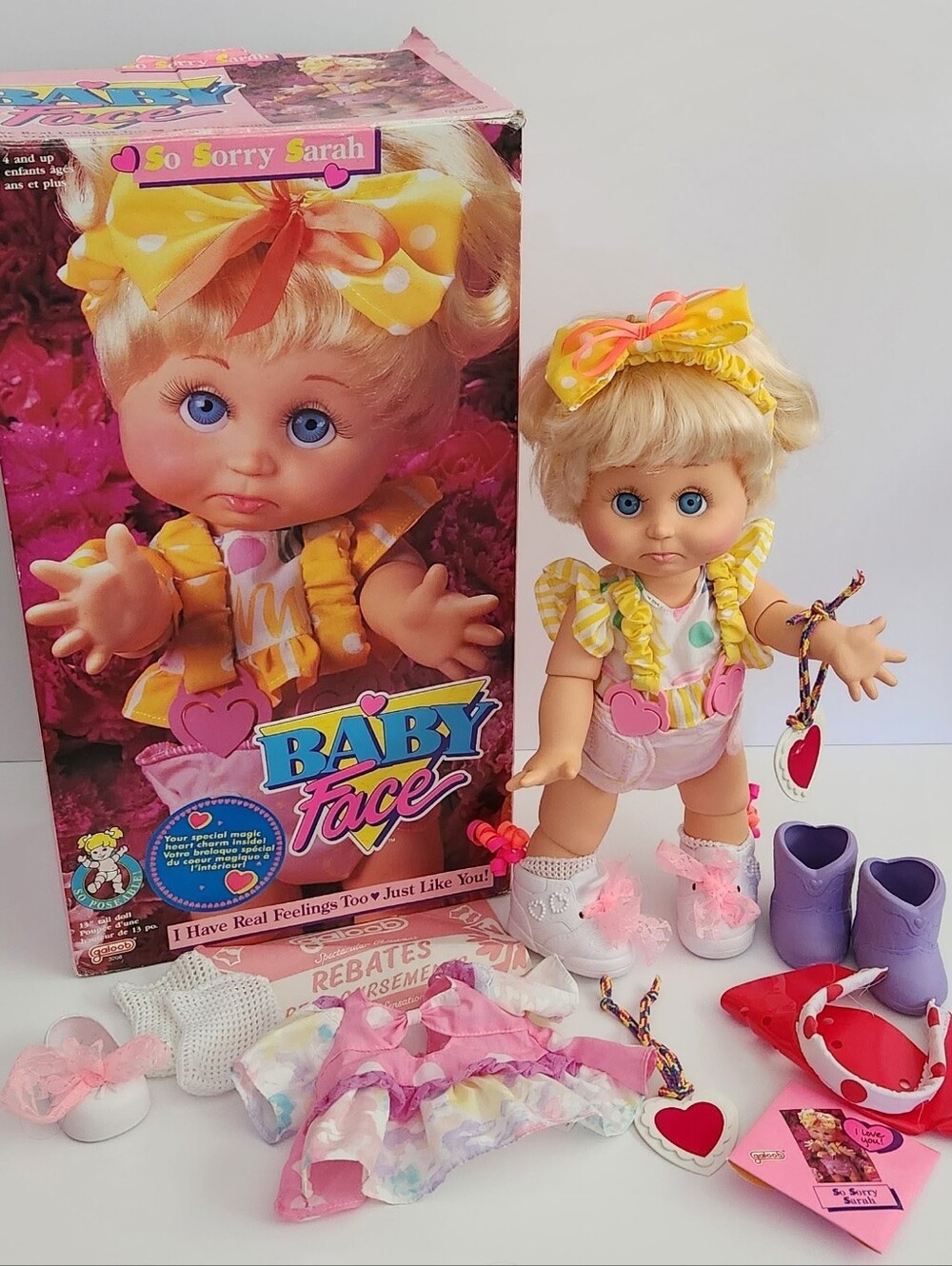 Vintage Galoob Baby Face So Sorry Sarah Doll #6 Canadian Version with Box
